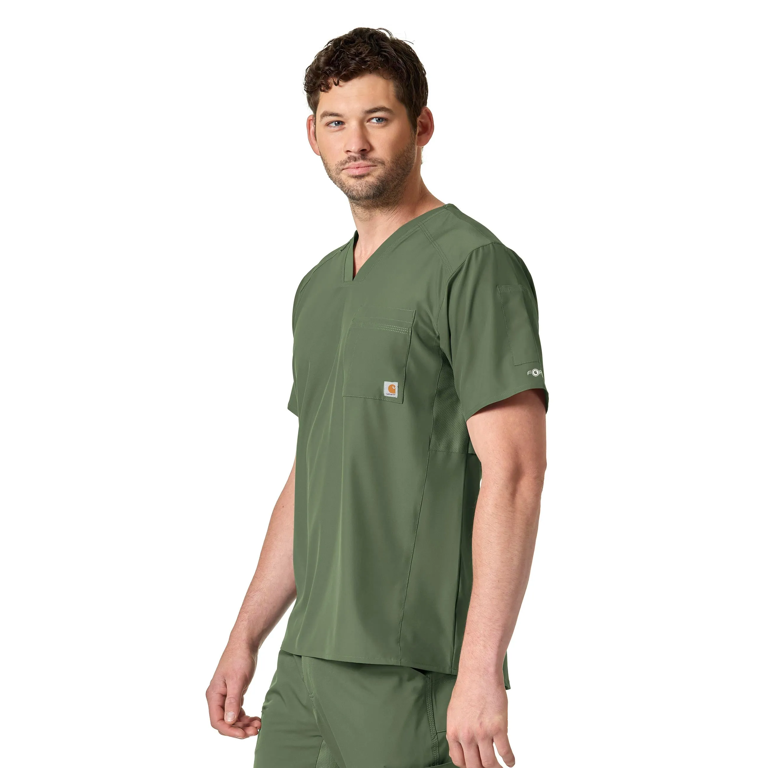 Carhartt Force Liberty Men's Twill Chest Pocket Scrub Top - Olive