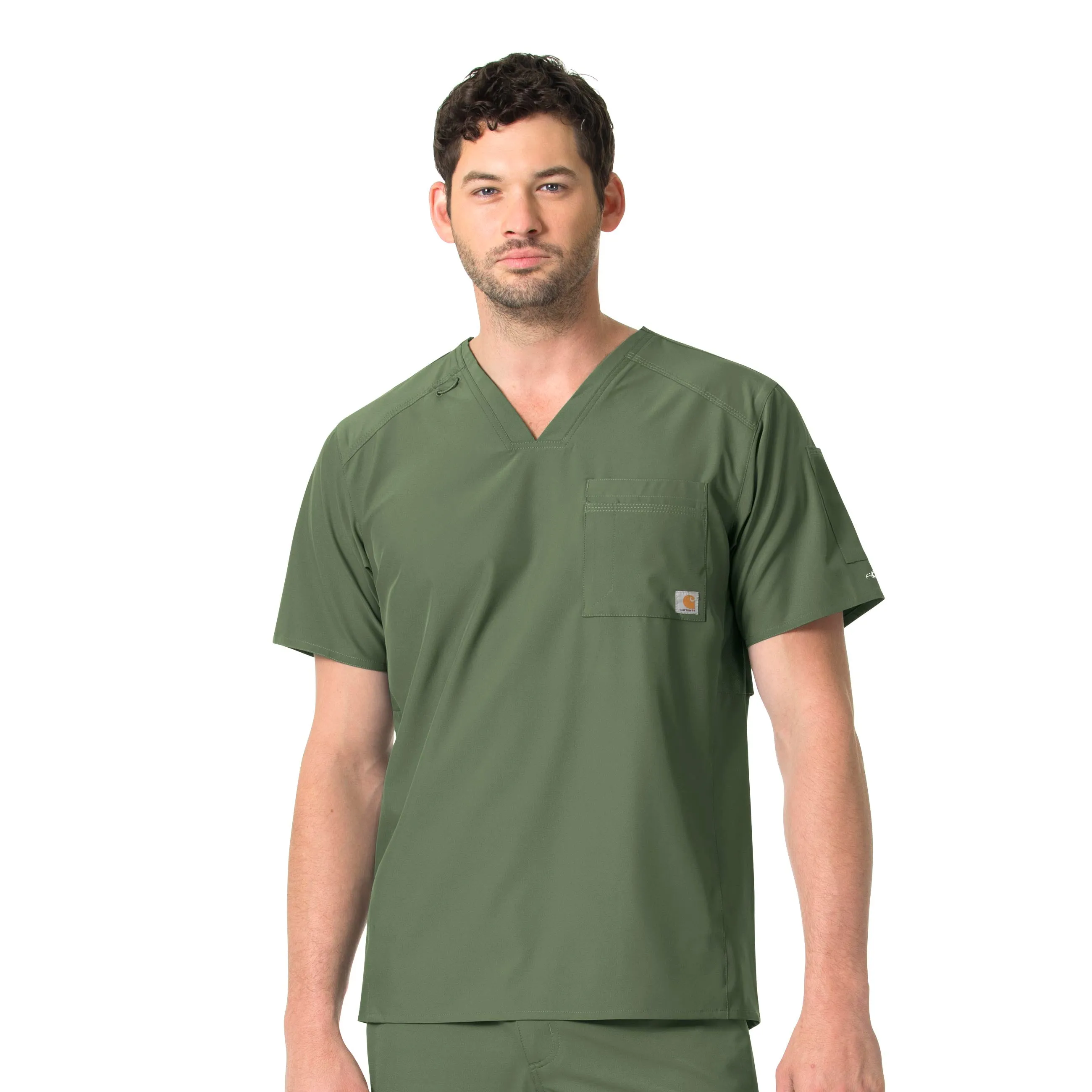 Carhartt Force Liberty Men's Twill Chest Pocket Scrub Top - Olive