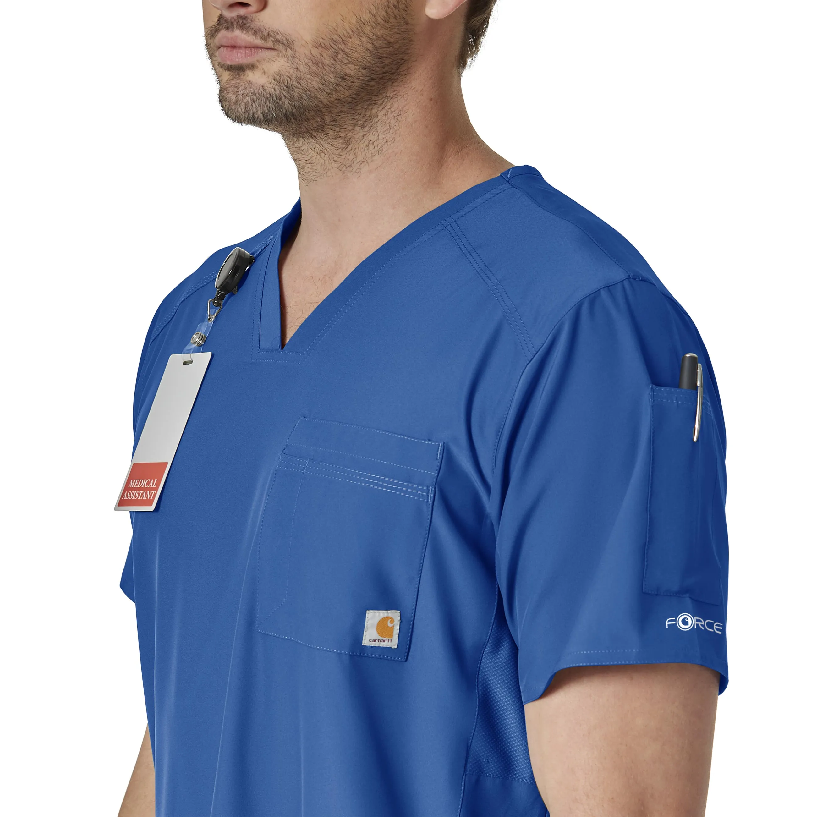 Carhartt Force Liberty Men's Twill Chest Pocket Scrub Top - Royal