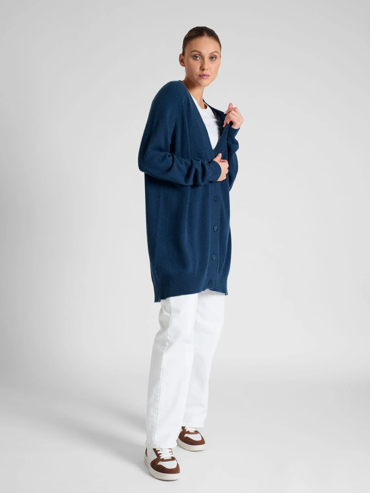 Cashmere cardigan "Lykke" - mountain blue