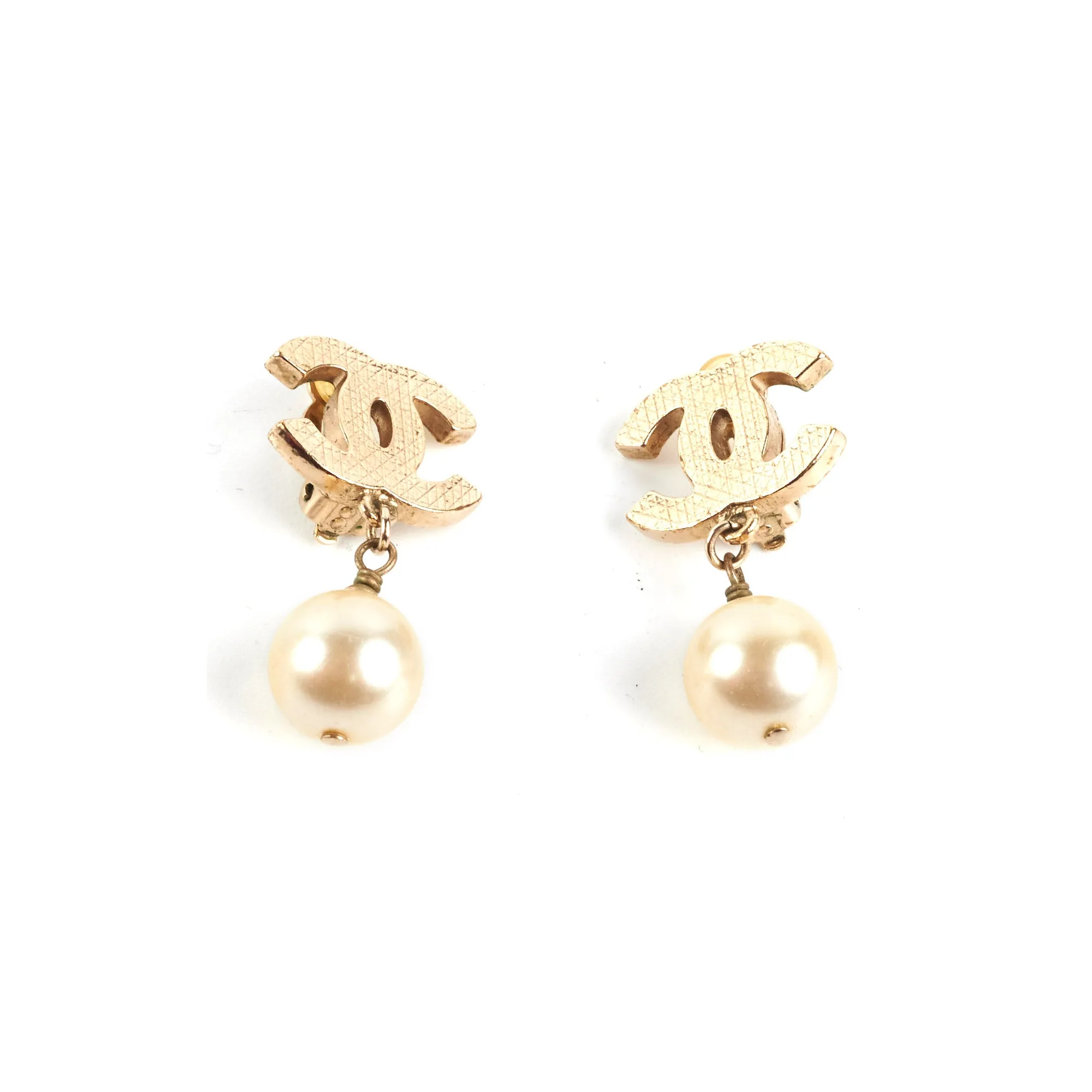 Chanel CC Logo Pearl Drop Earring Costume Jewellery