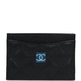 Chanel Classic Card Holder Black Caviar Silver Hardware