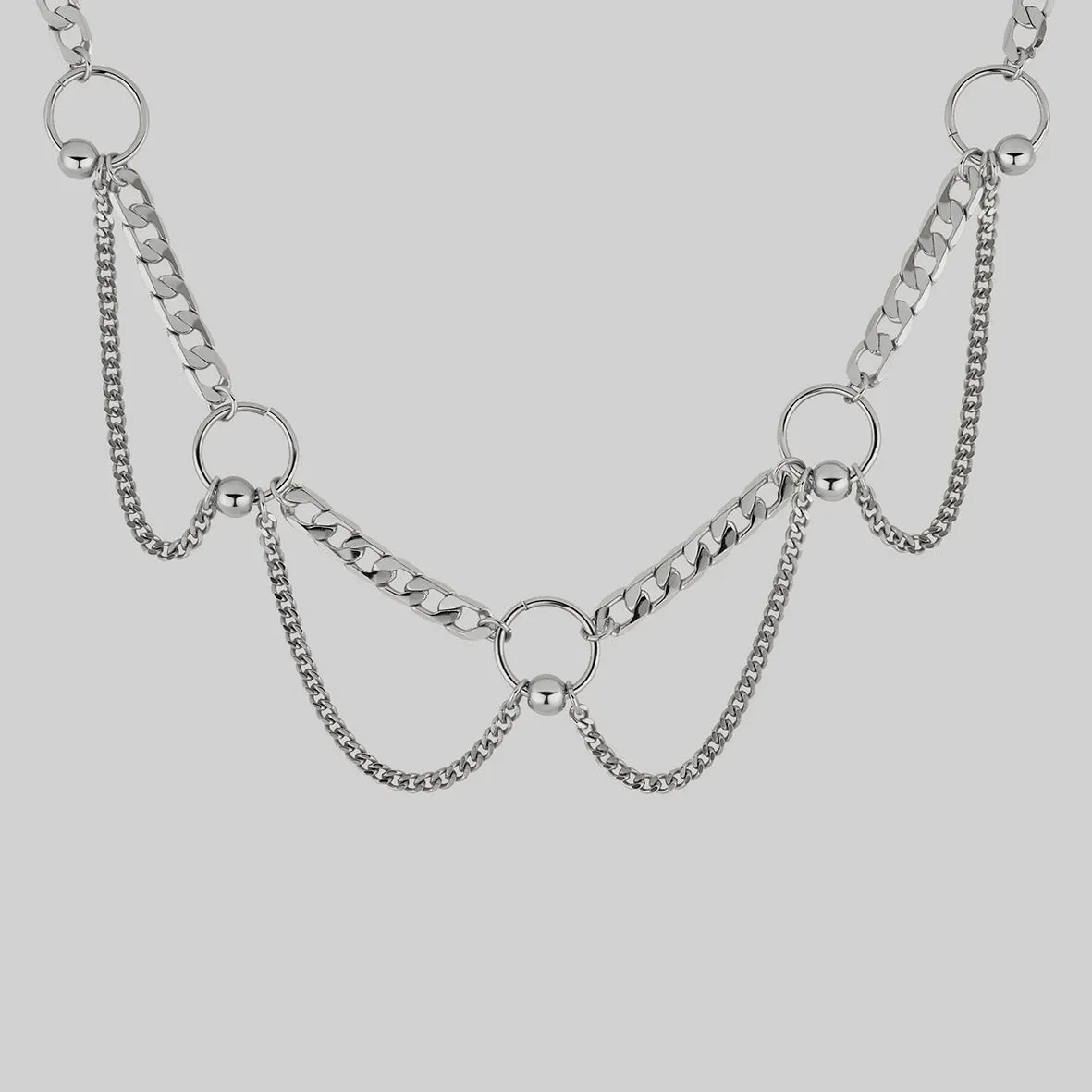 CHANGE OF HEART. Pierced Chain Drop Choker - Silver