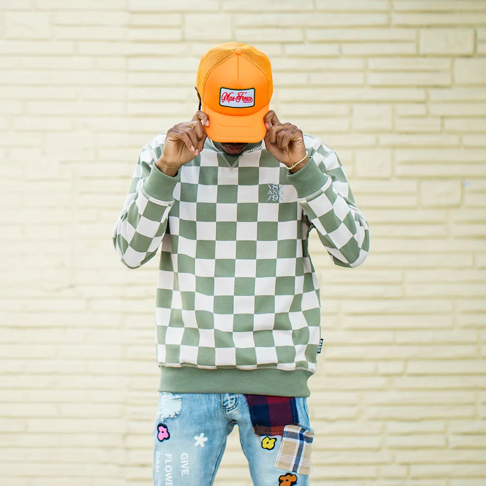 Checks Crewneck Sweatshirt Checkered Cream