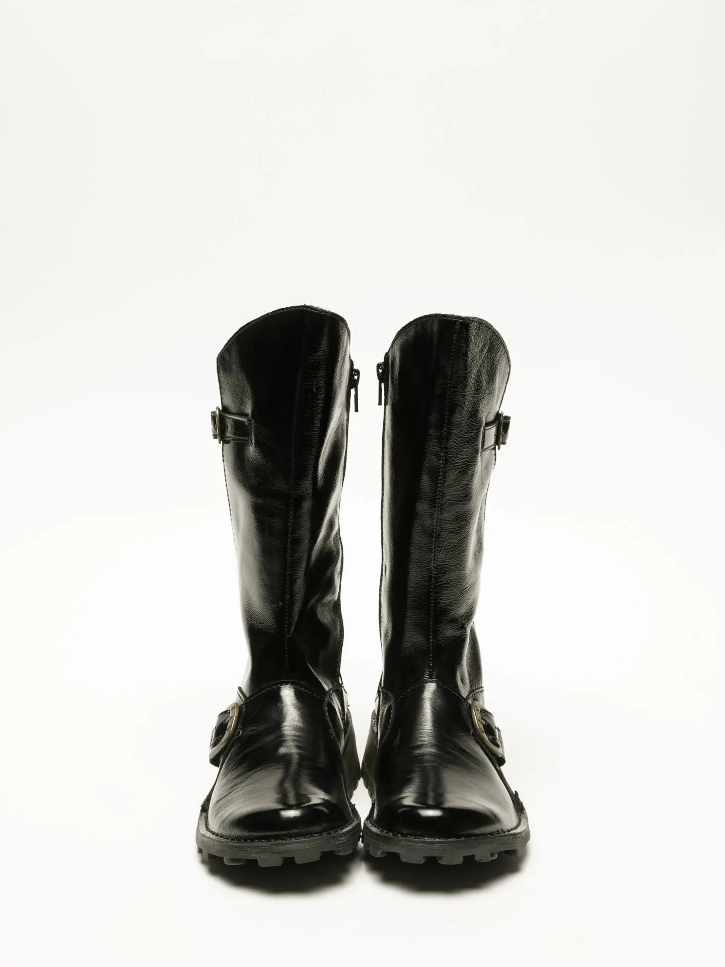 Coal Black Buckle Boots