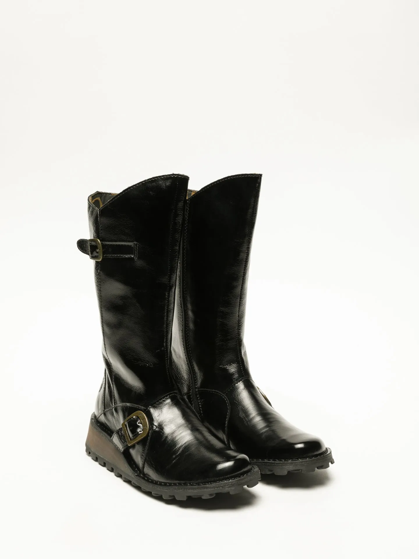 Coal Black Buckle Boots