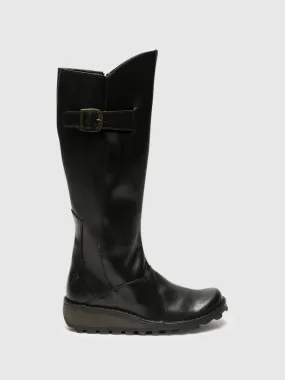 Coal Black Zip Up Boots