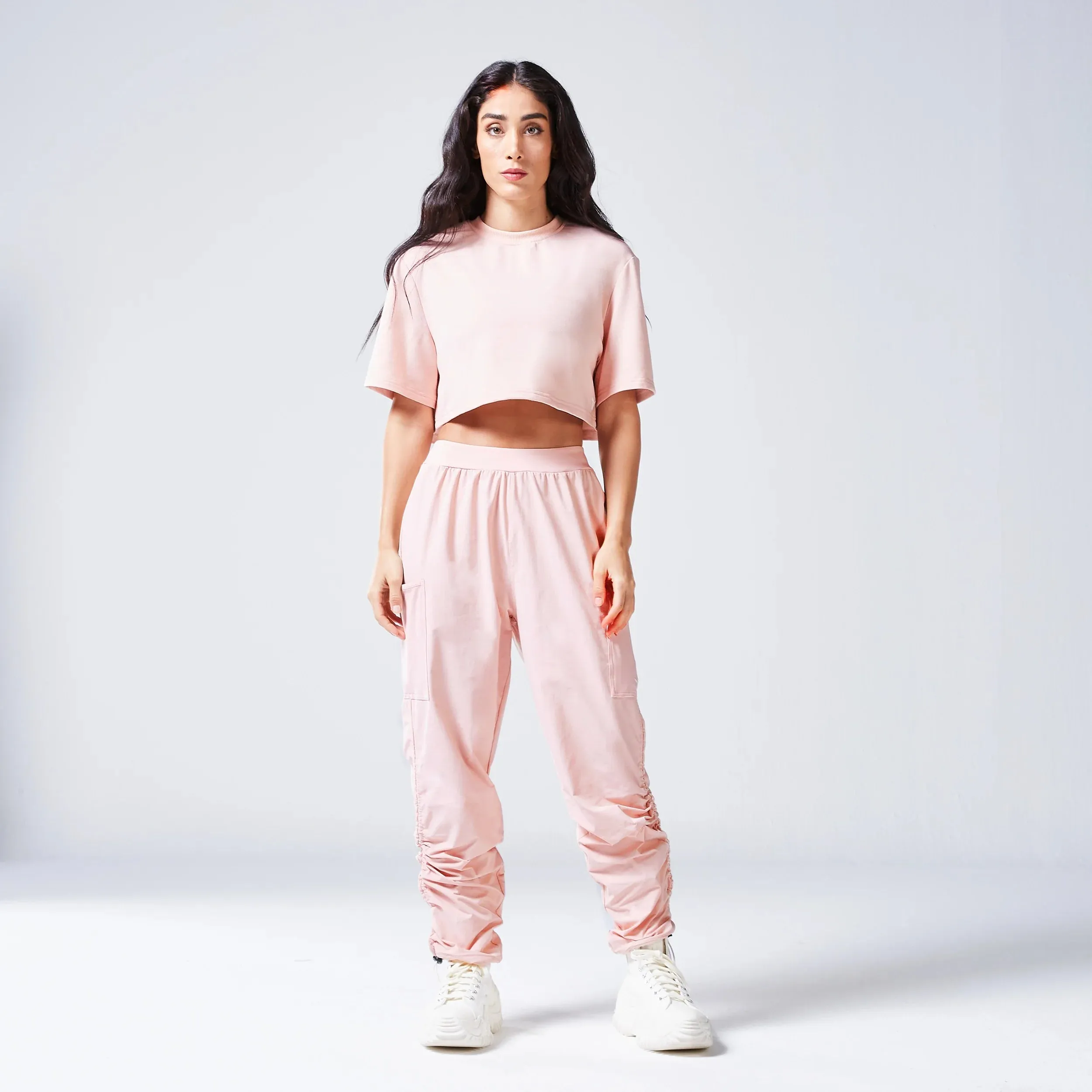 Code Mystery Crop Tee - Peach Whip Marl