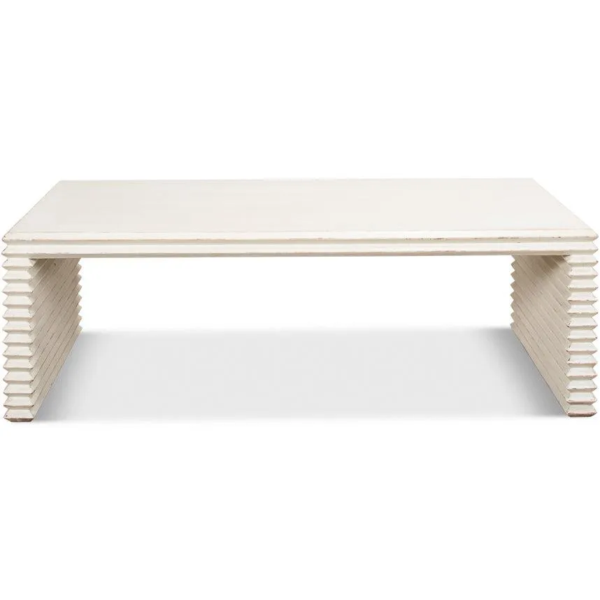 Contemporary White Ribbed Coffee Table