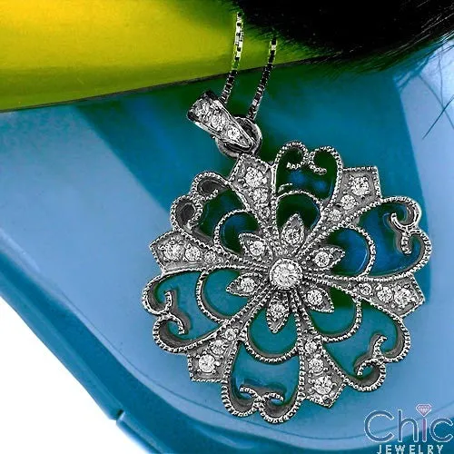 Cubic Zirconia Cz Antique Style Medallion Pendant