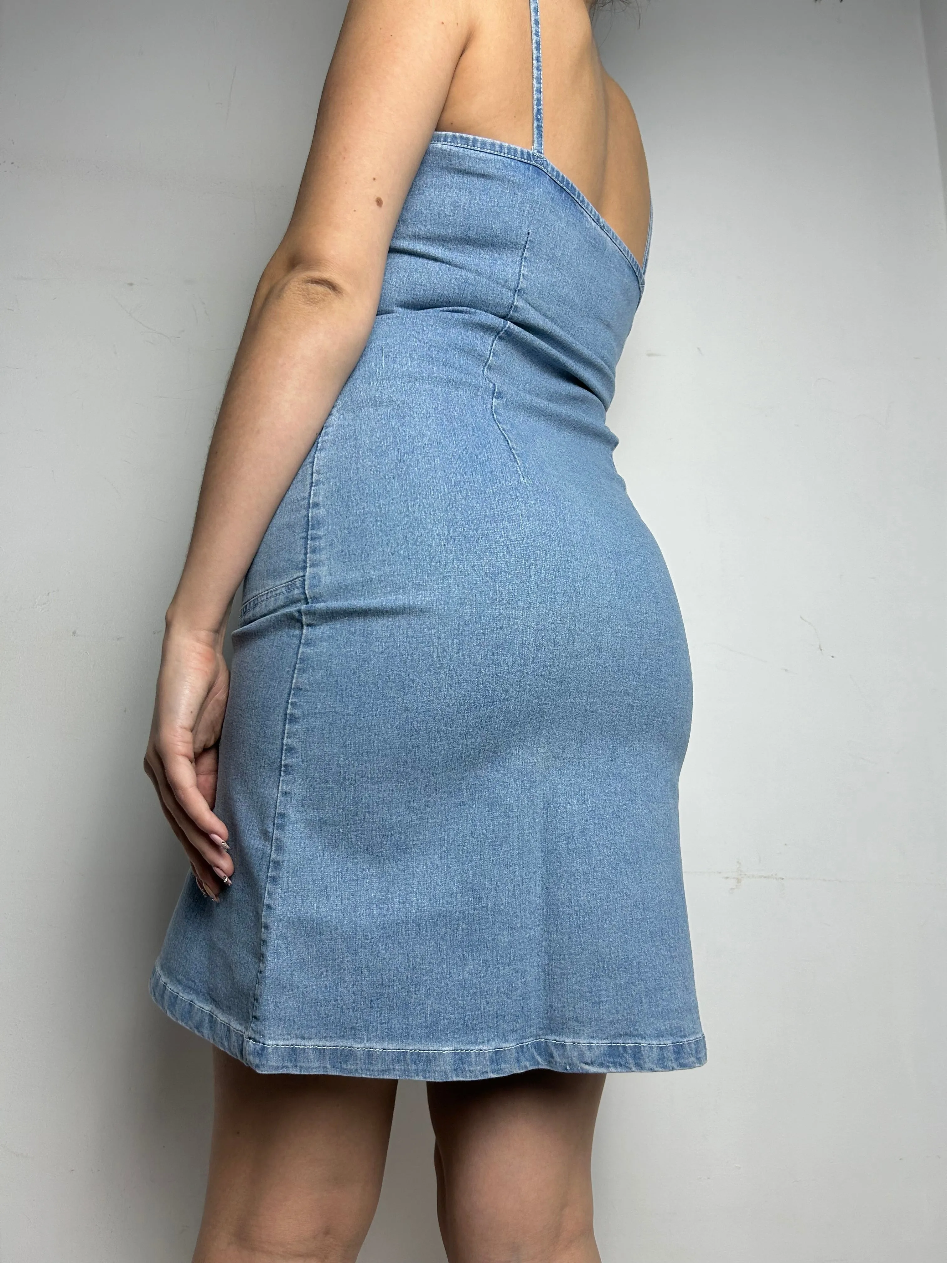 Denim jean blue Y2K vintage mini dress (S/M)