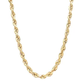 Diamond Cut Rope Chain in 14k Gold, 20"