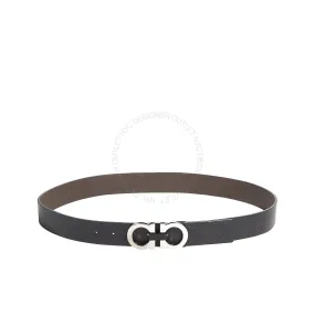 Ferragamo Black/Brown Pebbled Leather Reversible Belt