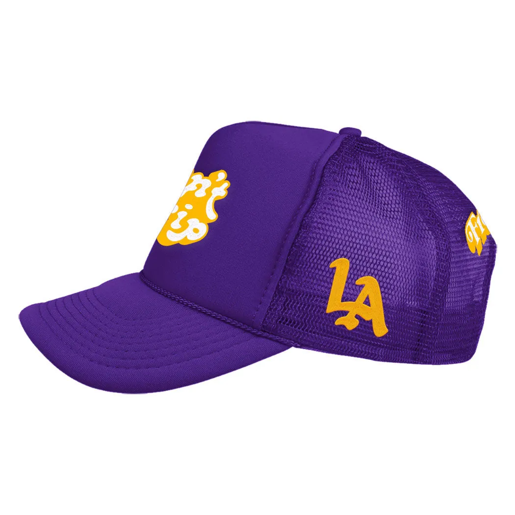 Free and Easy Don't Trip LA Purple and Gold Trucker Hat