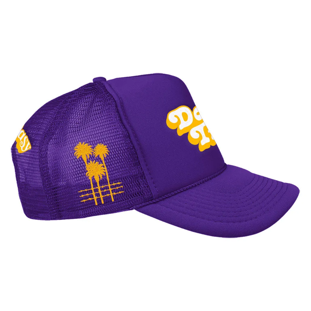 Free and Easy Don't Trip LA Purple and Gold Trucker Hat