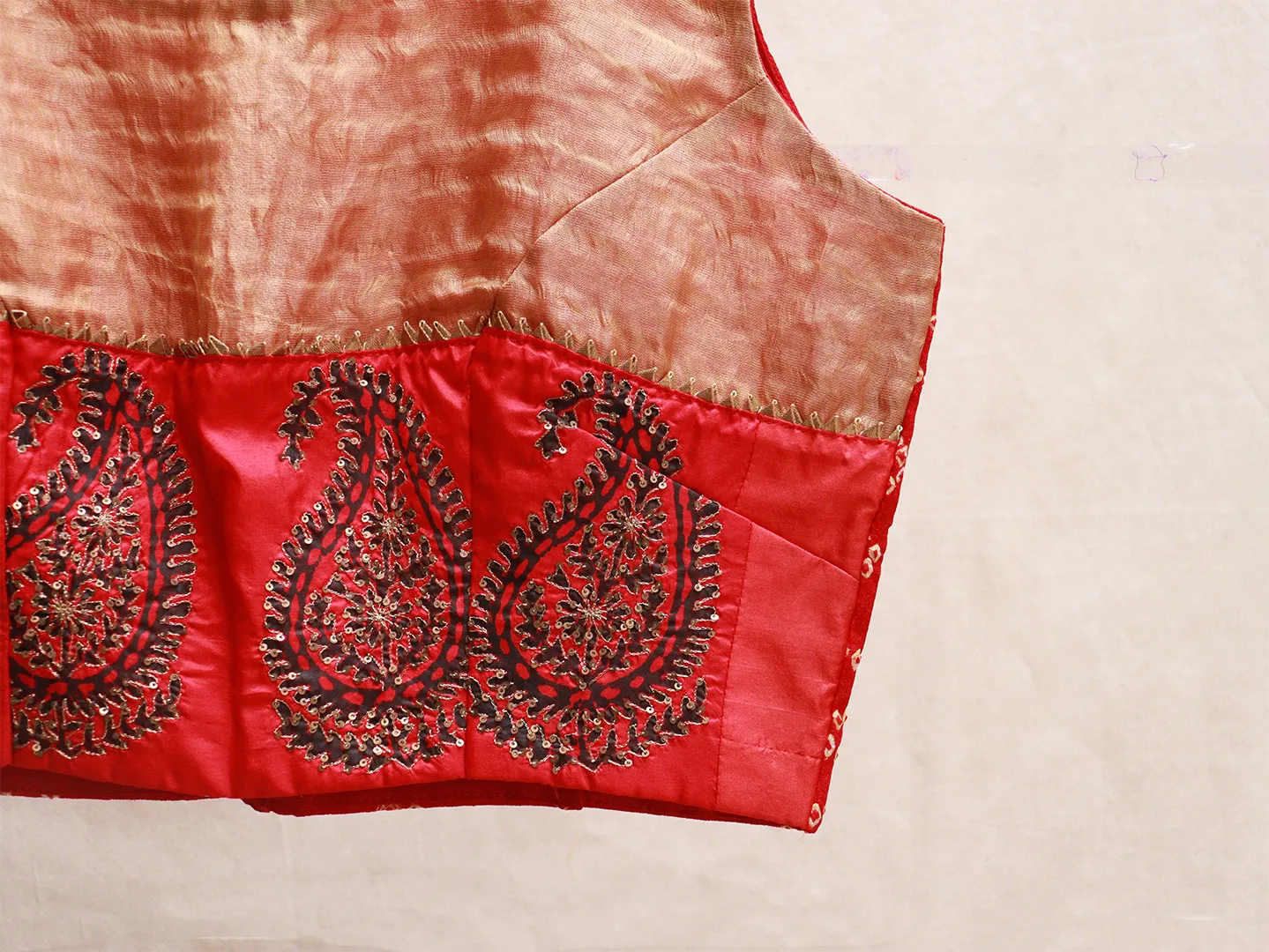 Garnet Red, tissue, Hand embroidery blouse