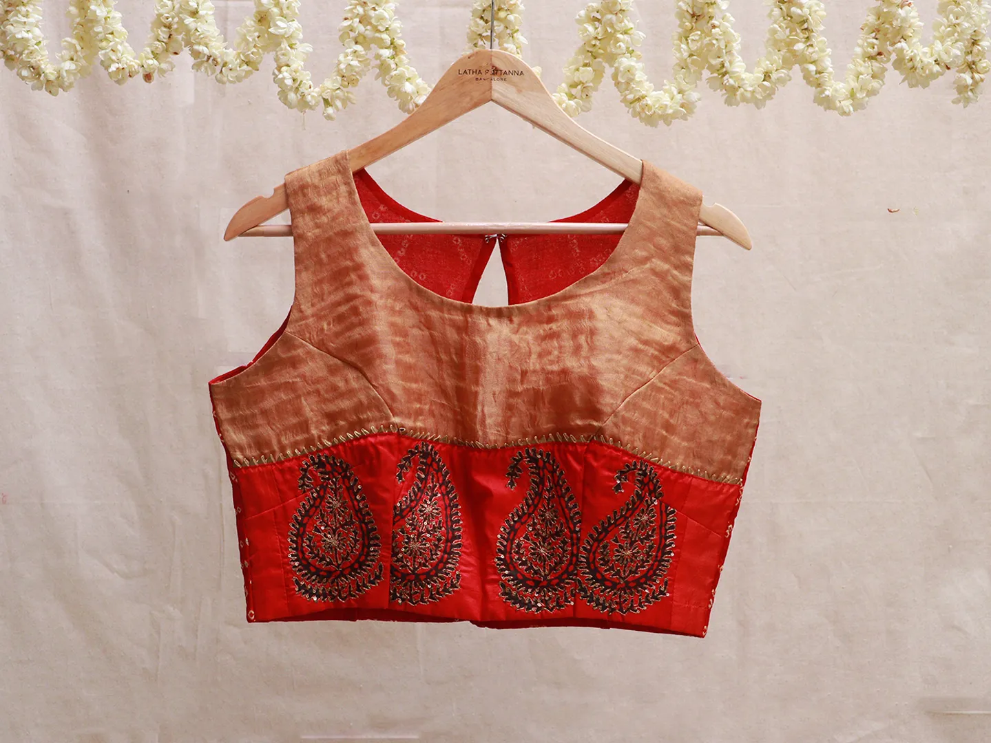 Garnet Red, tissue, Hand embroidery blouse