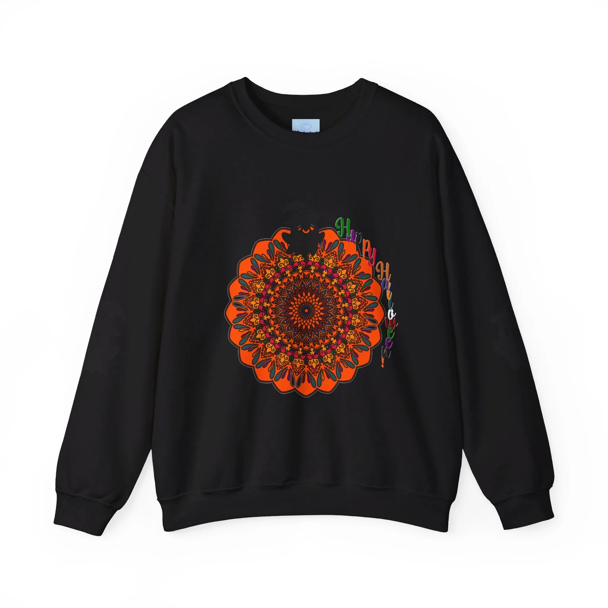 Handmade Mandala Ghost Sweatshirt - Unisex Crewneck Sweatshirt