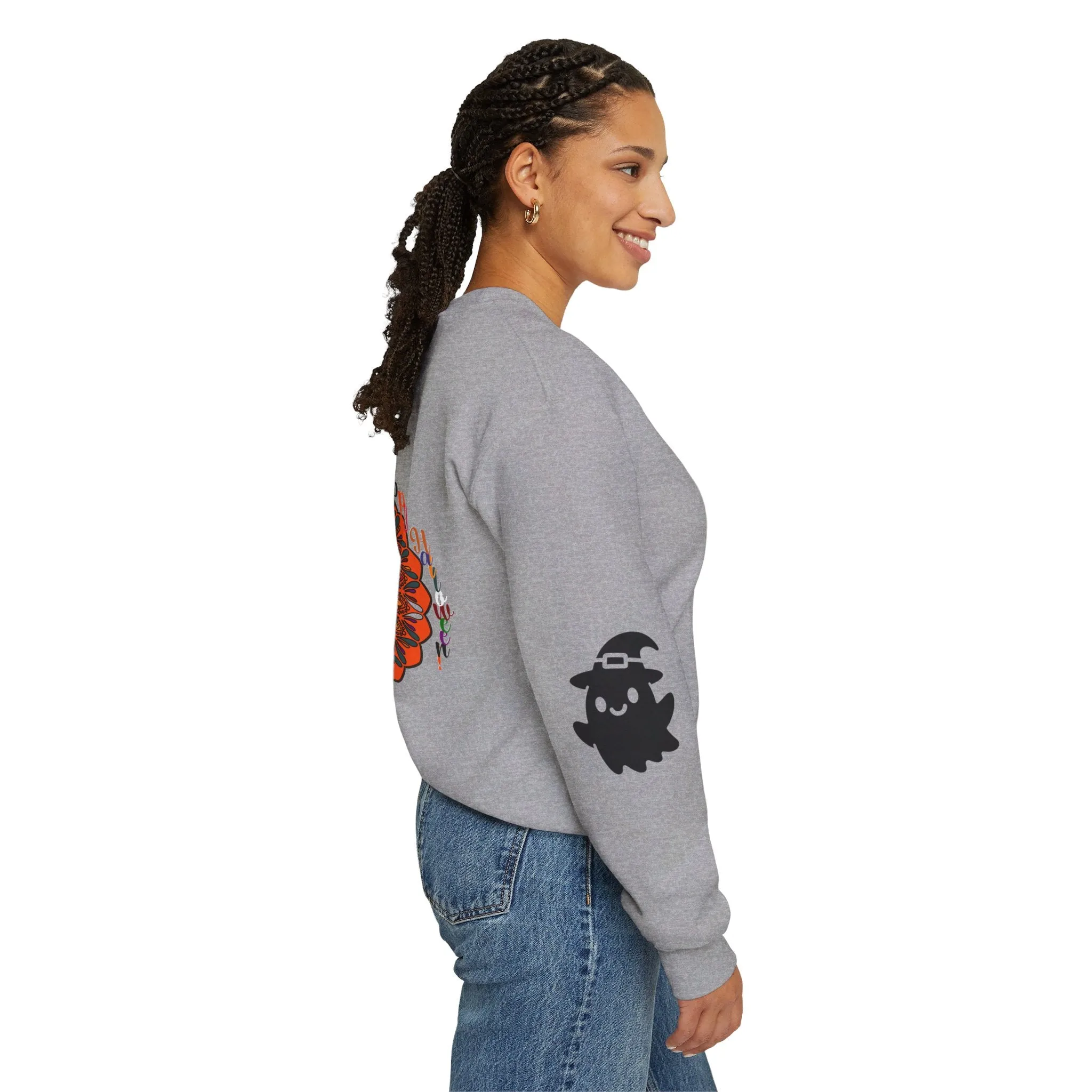 Handmade Mandala Ghost Sweatshirt - Unisex Crewneck Sweatshirt