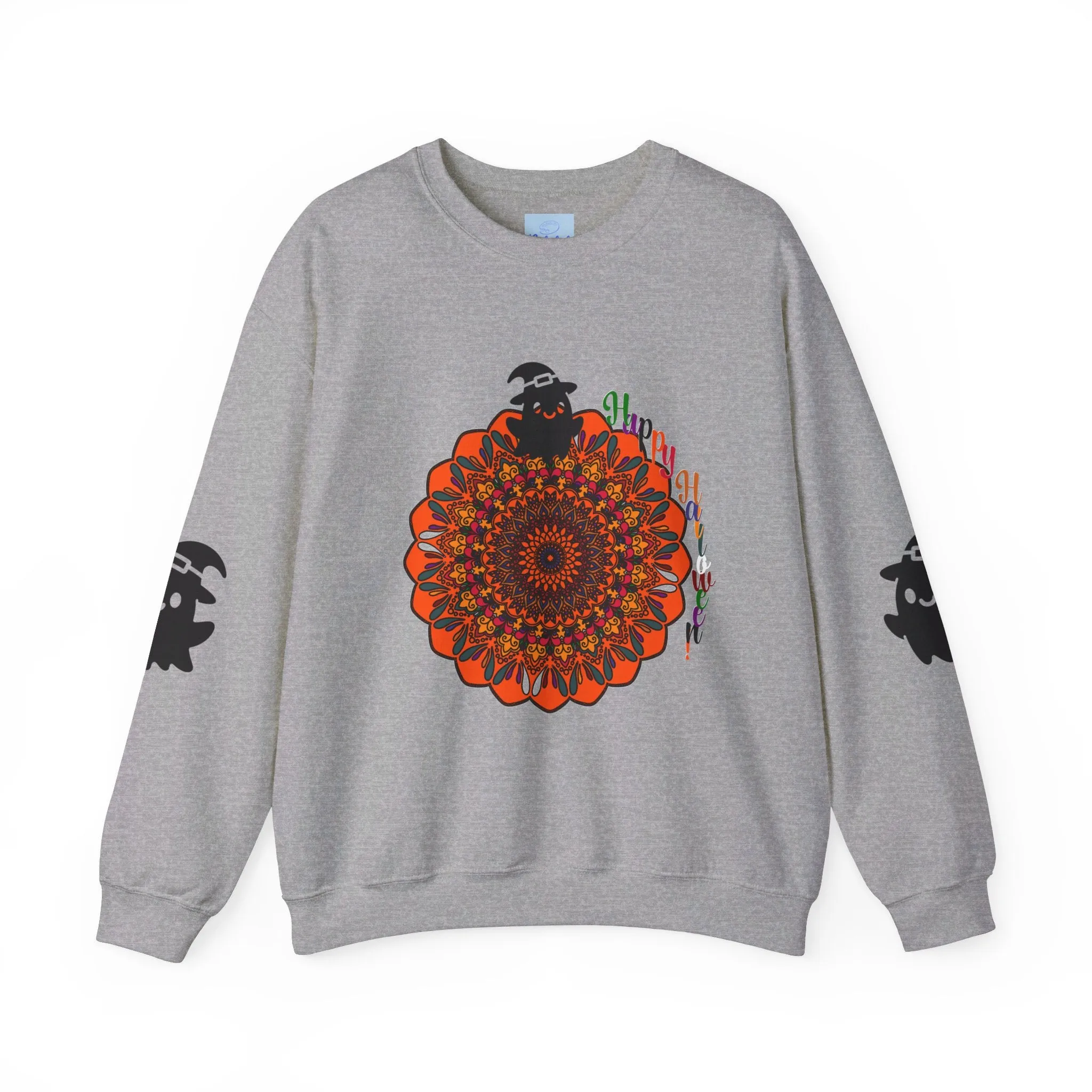 Handmade Mandala Ghost Sweatshirt - Unisex Crewneck Sweatshirt