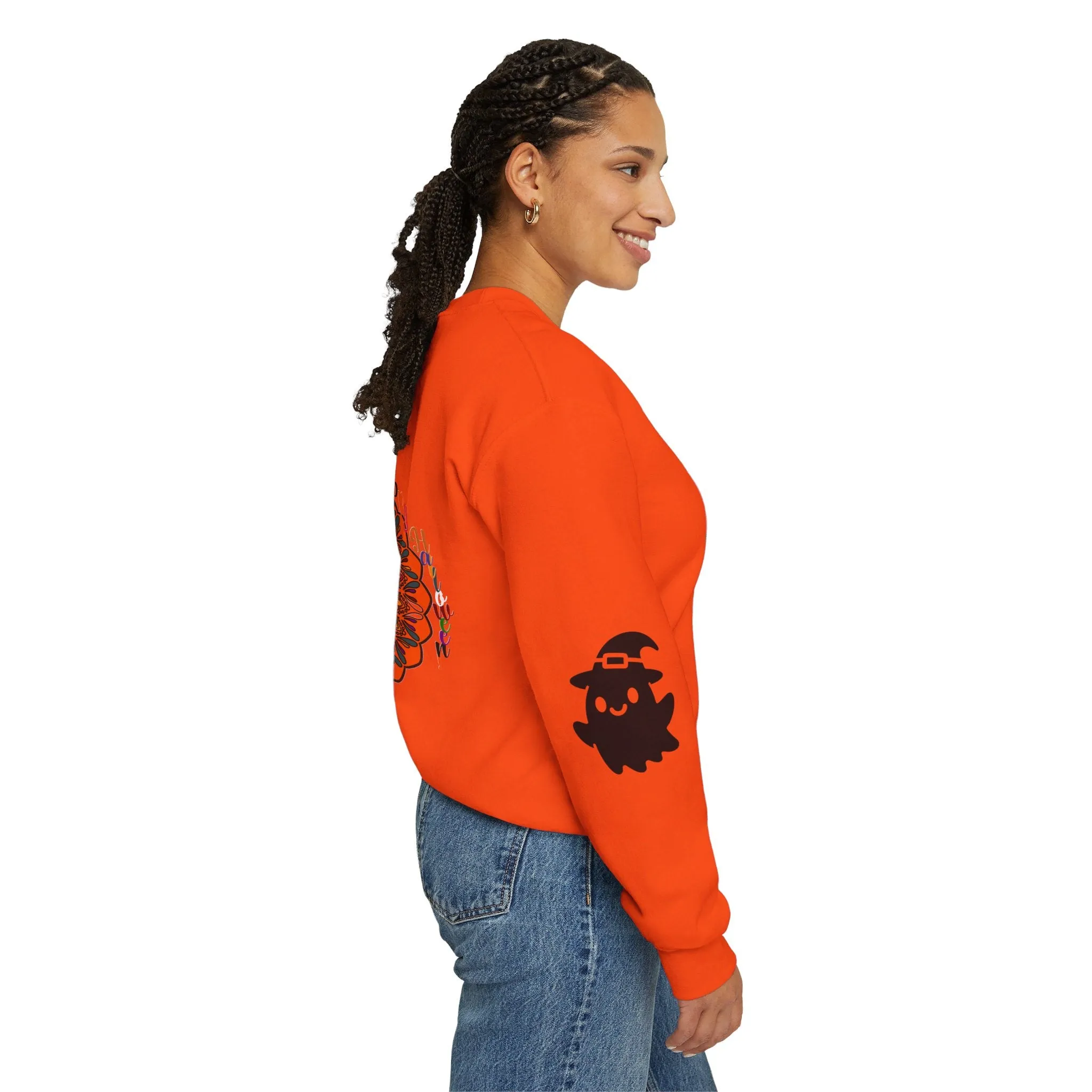 Handmade Mandala Ghost Sweatshirt - Unisex Crewneck Sweatshirt