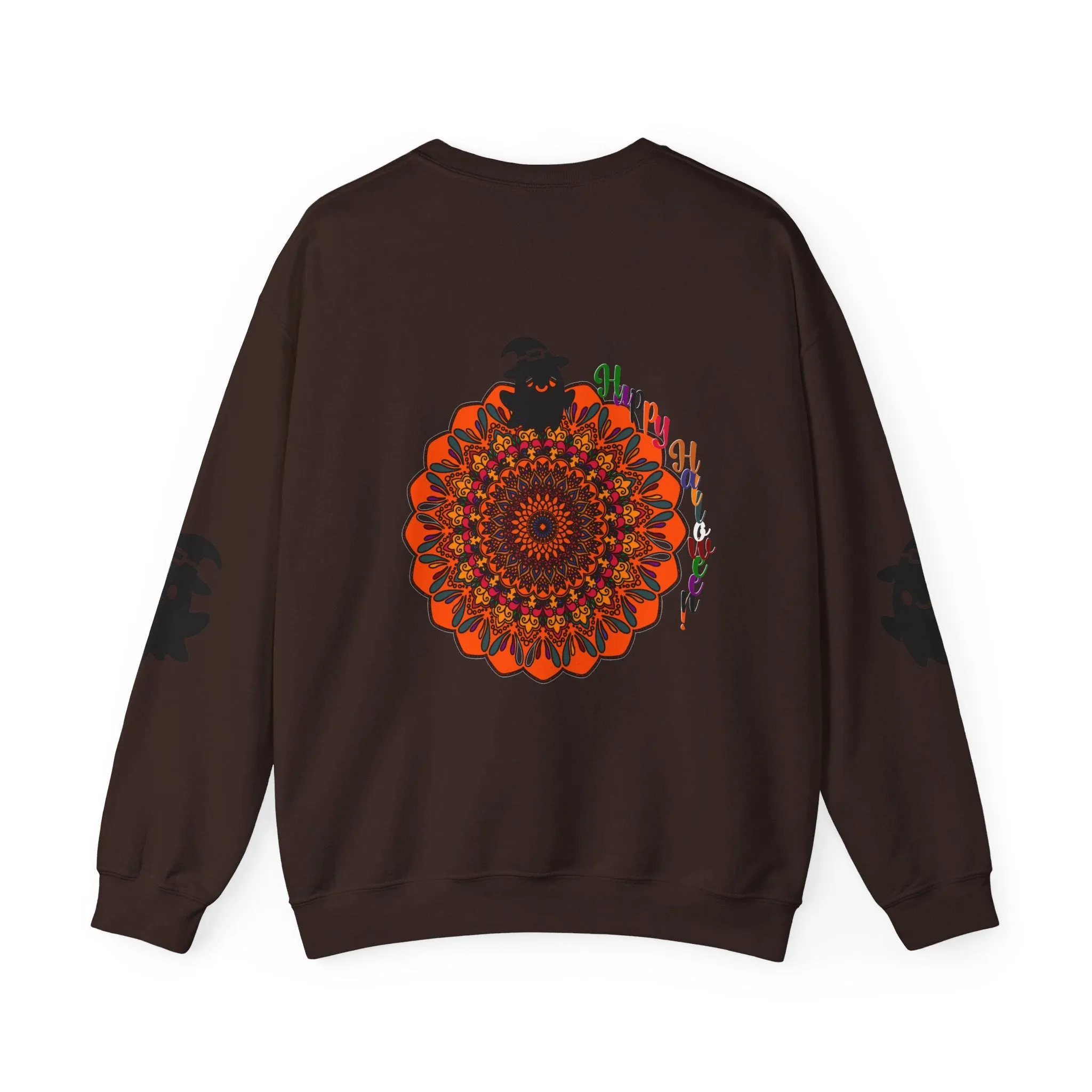 Handmade Mandala Ghost Sweatshirt - Unisex Crewneck Sweatshirt