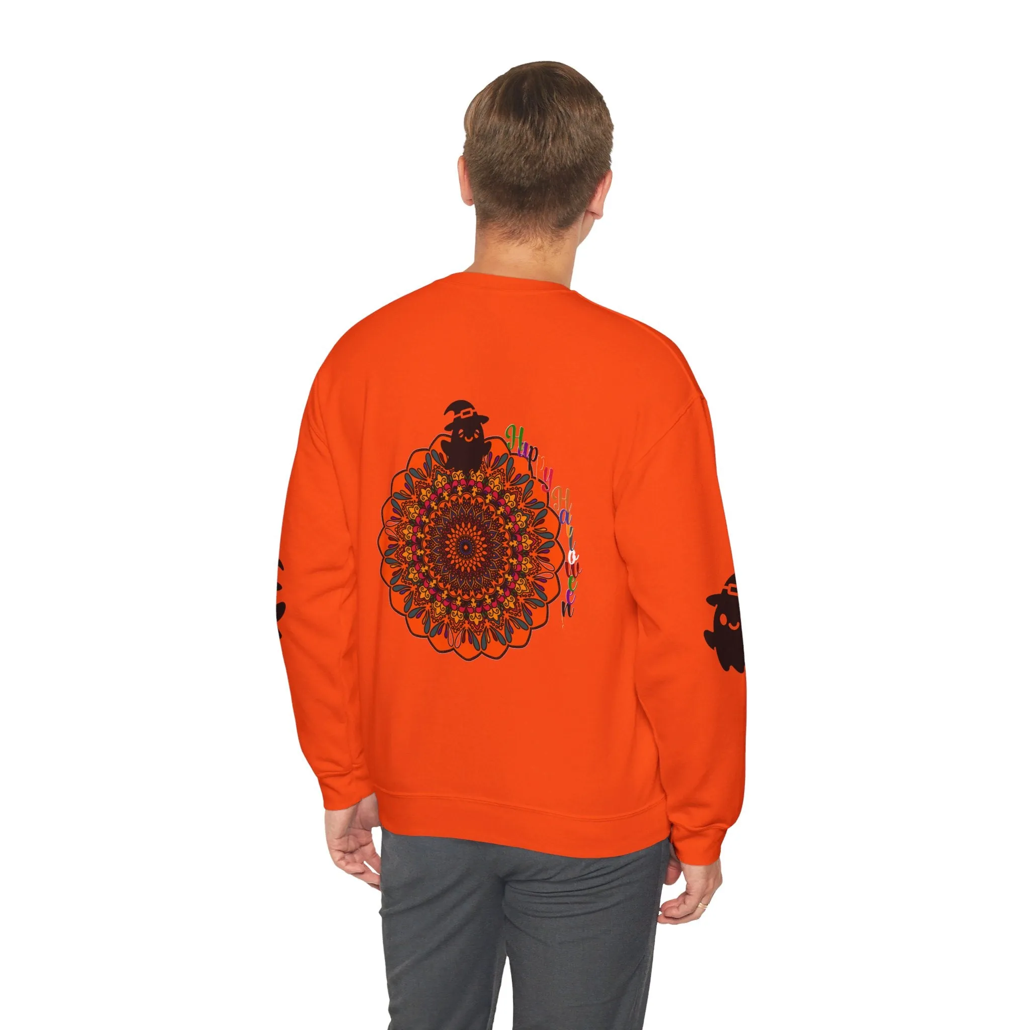 Handmade Mandala Ghost Sweatshirt - Unisex Crewneck Sweatshirt