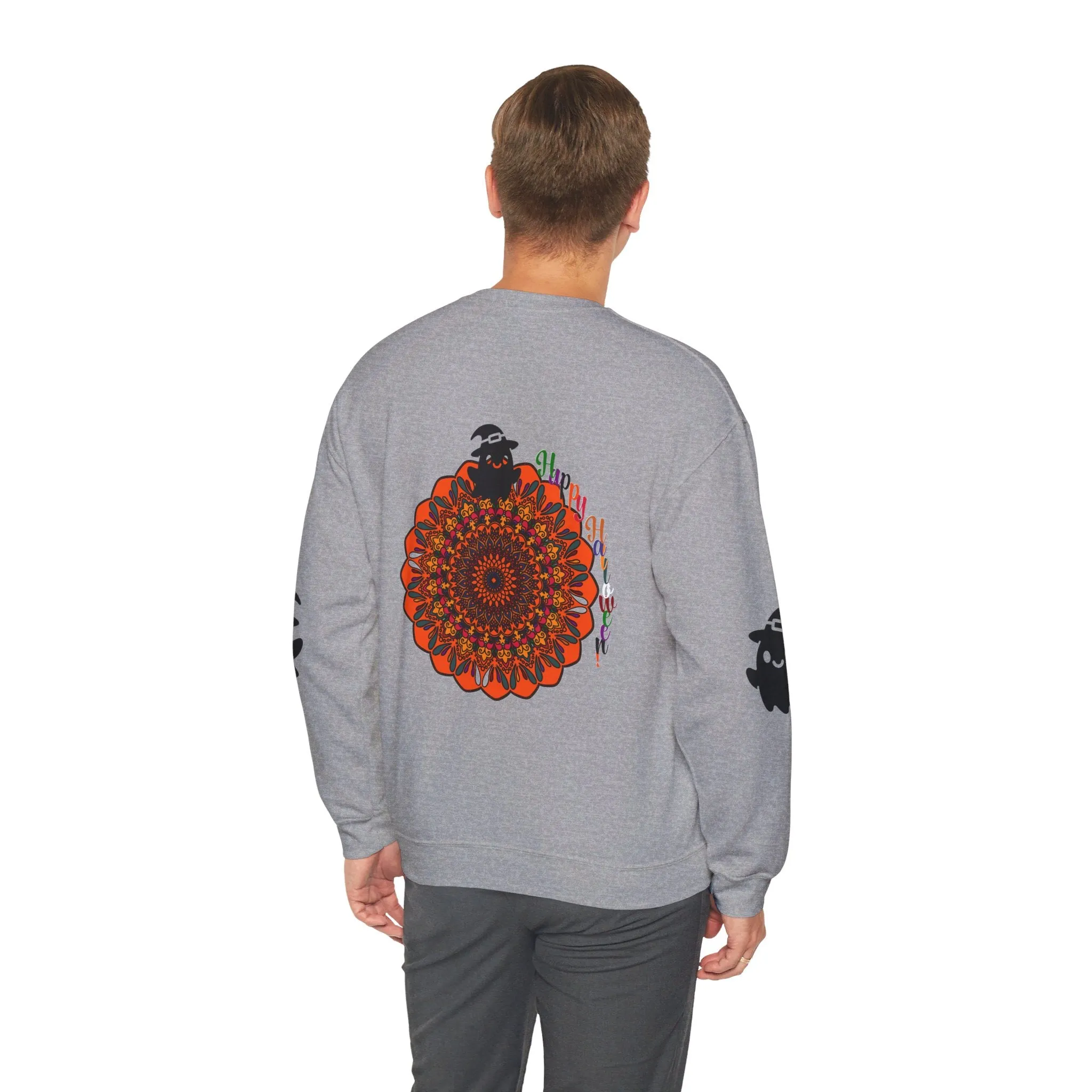 Handmade Mandala Ghost Sweatshirt - Unisex Crewneck Sweatshirt