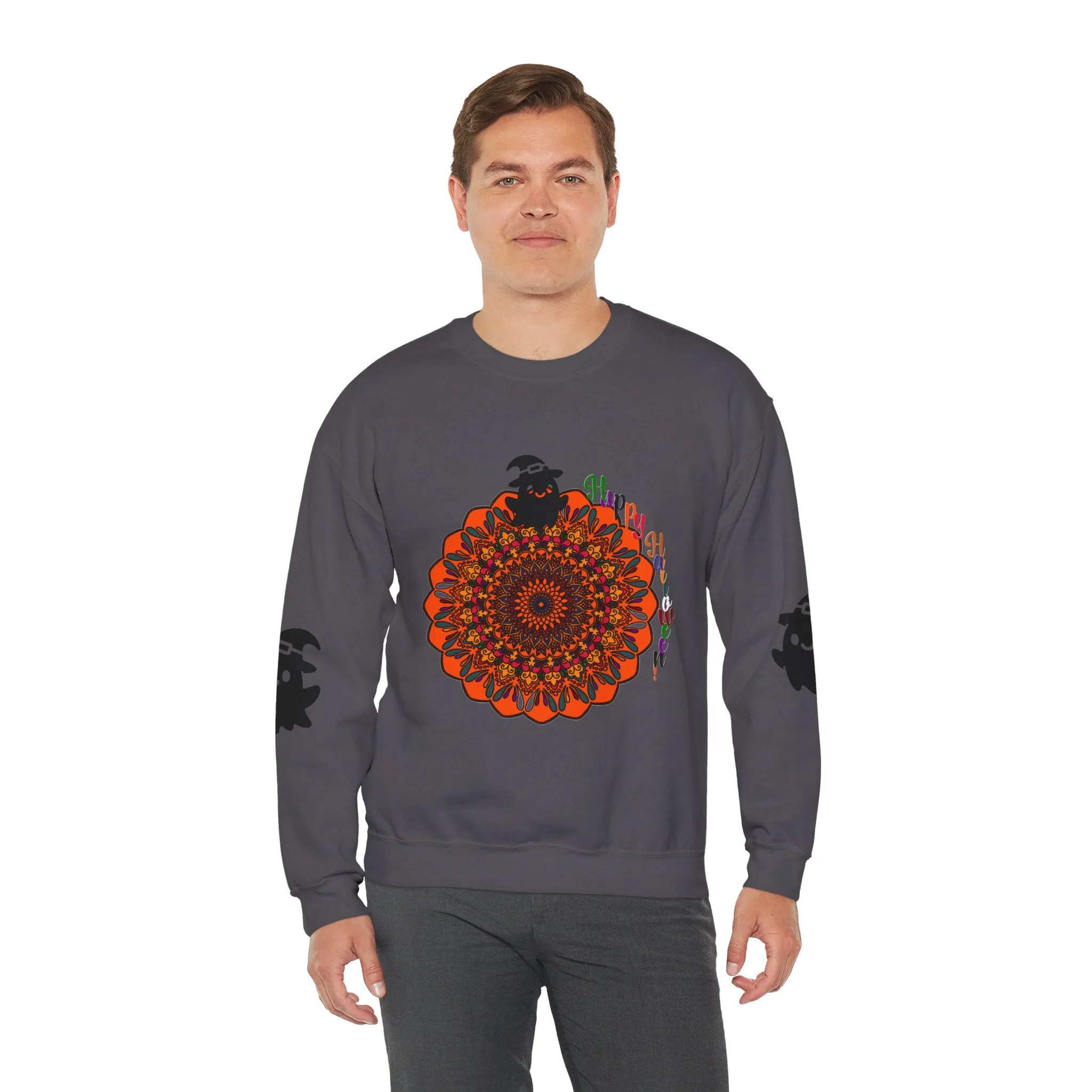 Handmade Mandala Ghost Sweatshirt - Unisex Crewneck Sweatshirt