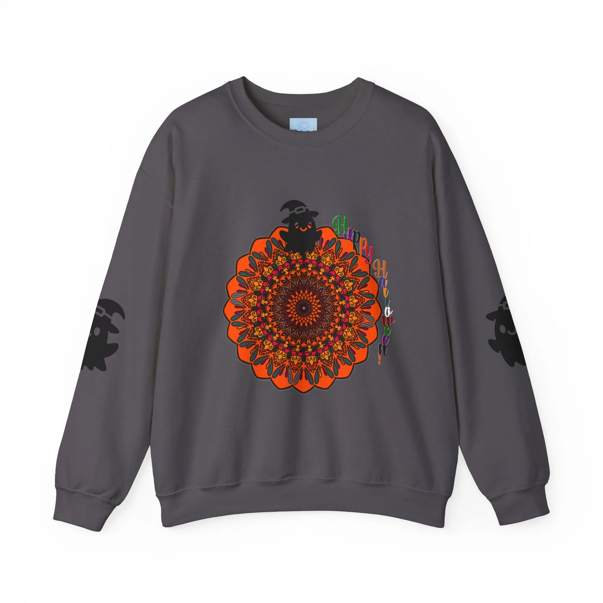 Handmade Mandala Ghost Sweatshirt - Unisex Crewneck Sweatshirt