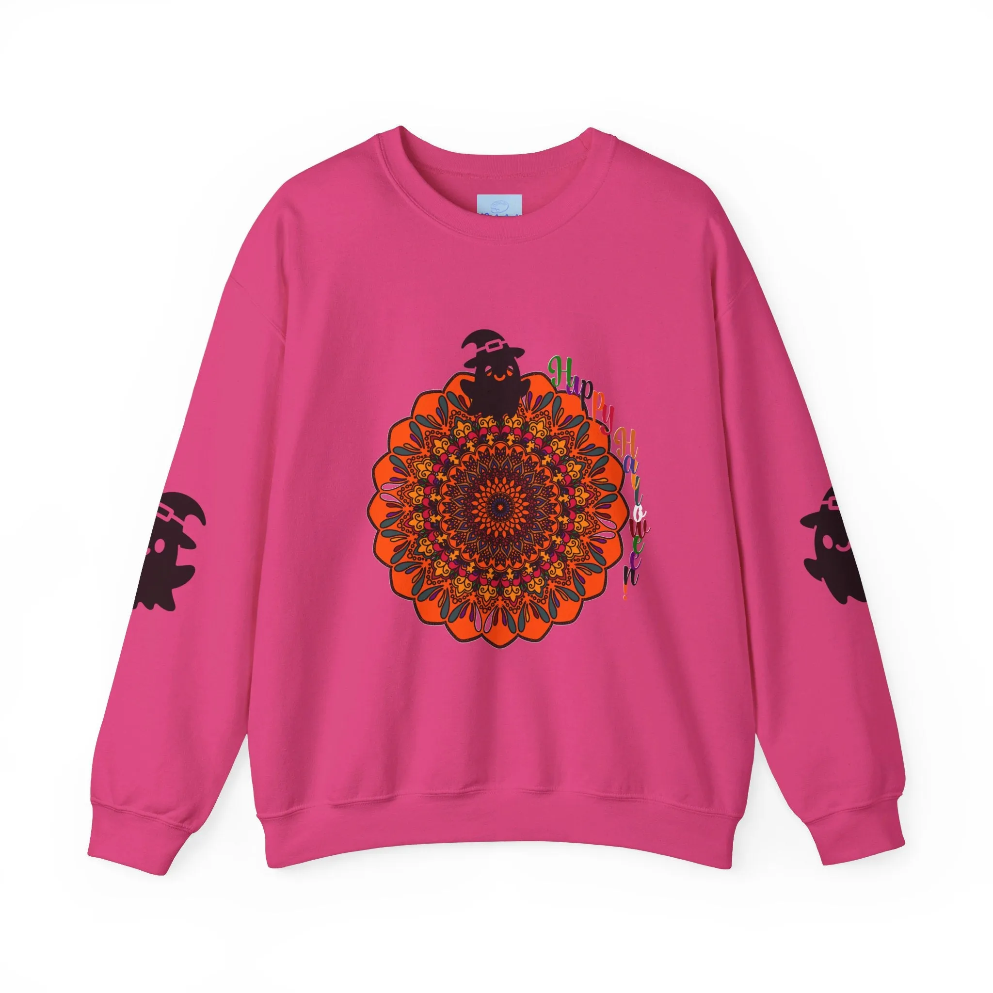 Handmade Mandala Ghost Sweatshirt - Unisex Crewneck Sweatshirt