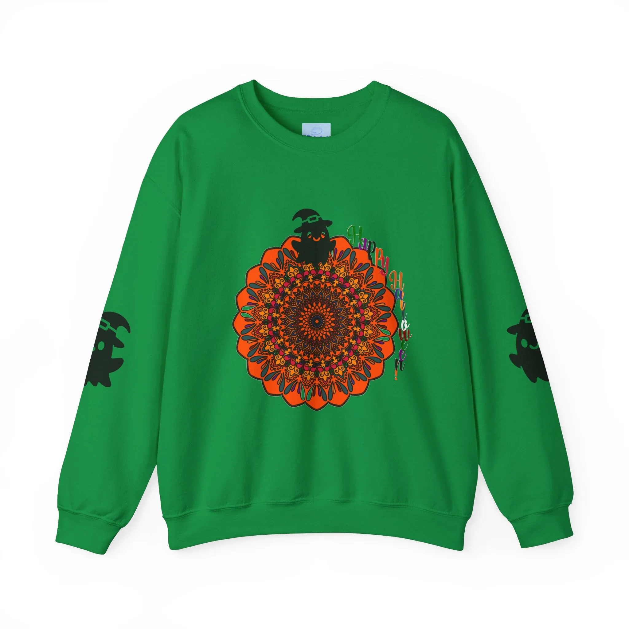 Handmade Mandala Ghost Sweatshirt - Unisex Crewneck Sweatshirt