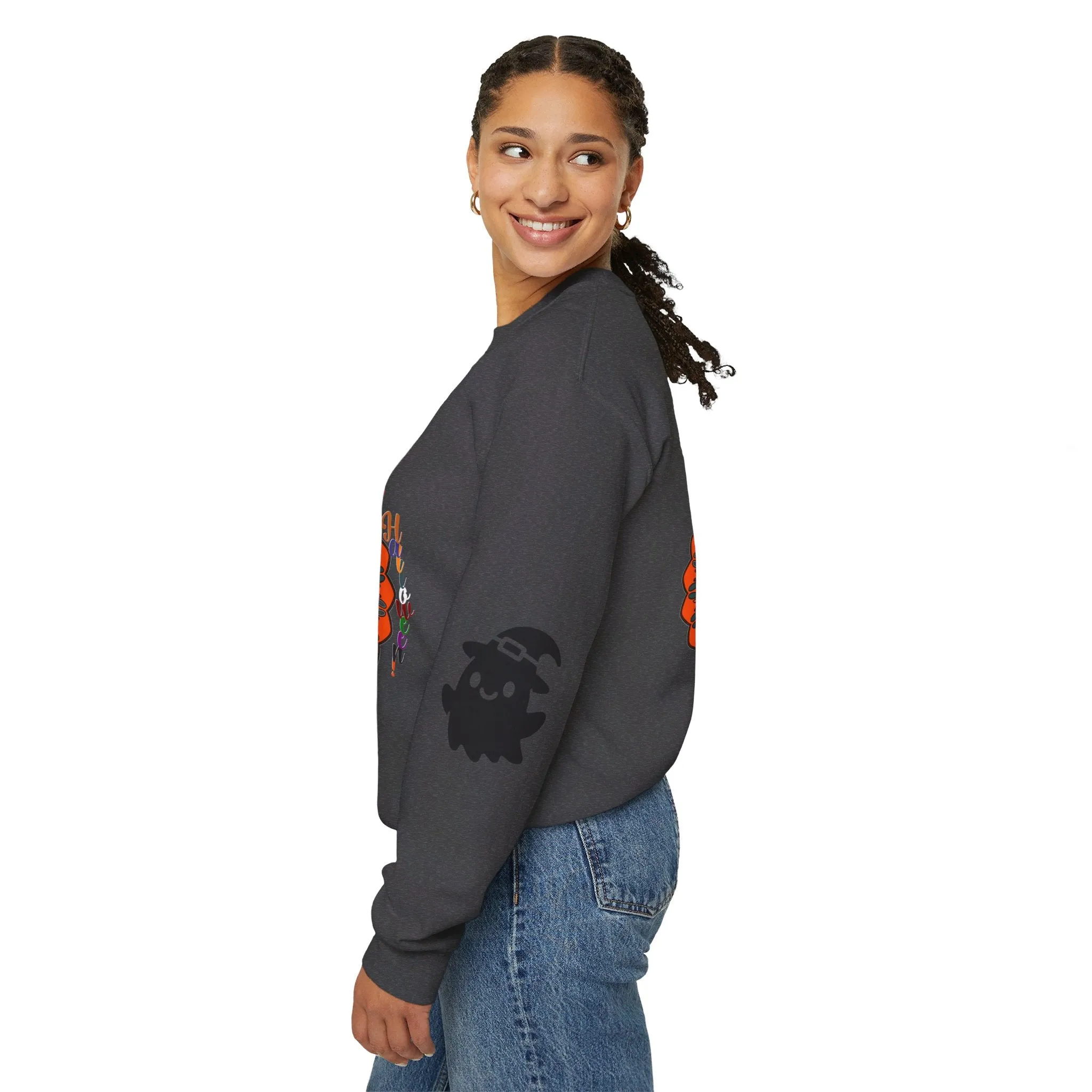 Handmade Mandala Ghost Sweatshirt - Unisex Crewneck Sweatshirt