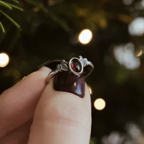 Hedera Garnet Wishbone Ring