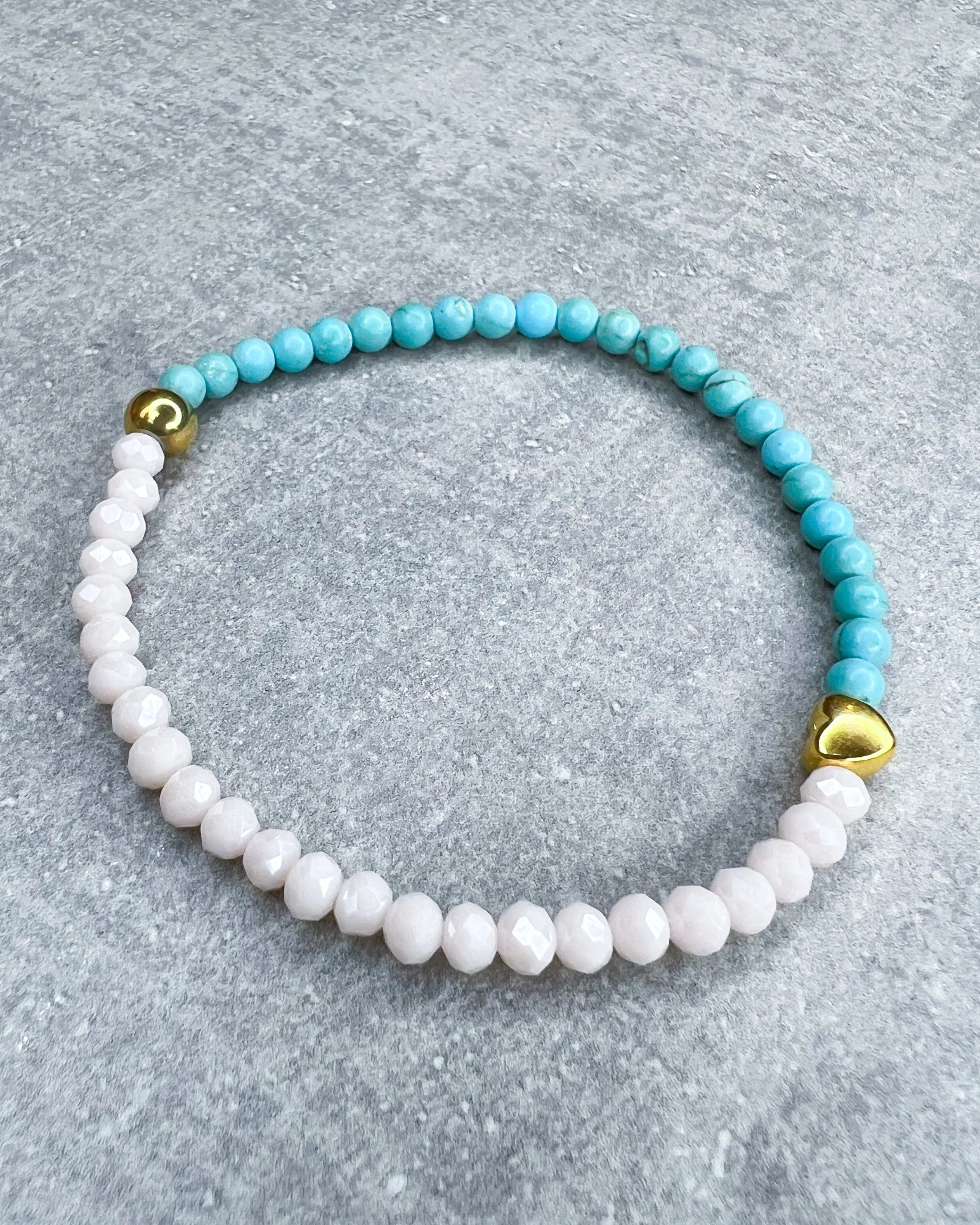 Heilstein-Armband, „Turquoise & Cream”