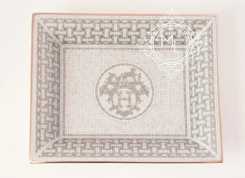 Hermes Classic Mosaique 24 Platinum Tray Ashtray