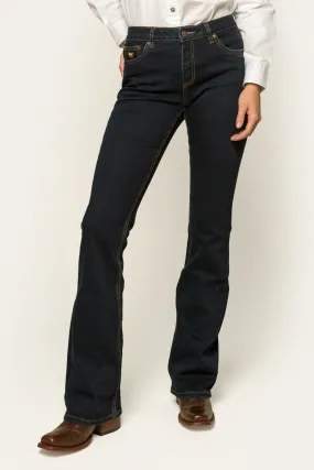 Katherine Womens Mid Rise Bootleg Jean - Dark Blue