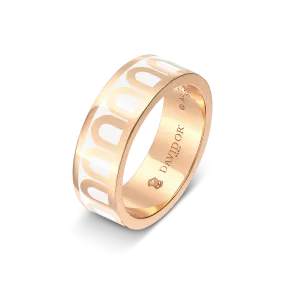 L'Arc de DAVIDOR Ring MM, 18k Rose Gold with Neige Lacquered Ceramic