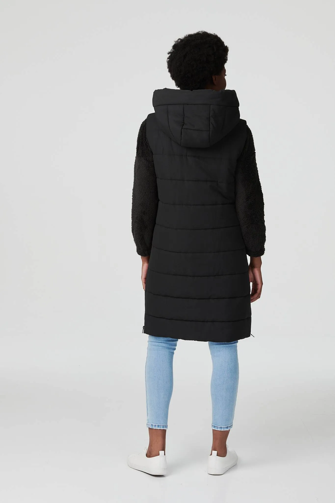 Longline Quilted Hooded Gilet Vest