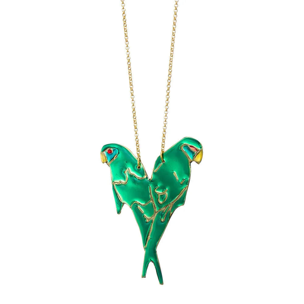 Love birds in detail – chain necklace with enamel