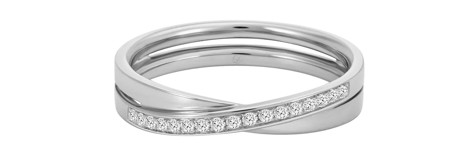 LVC Desirio Cross Wedding Band with Diamonds