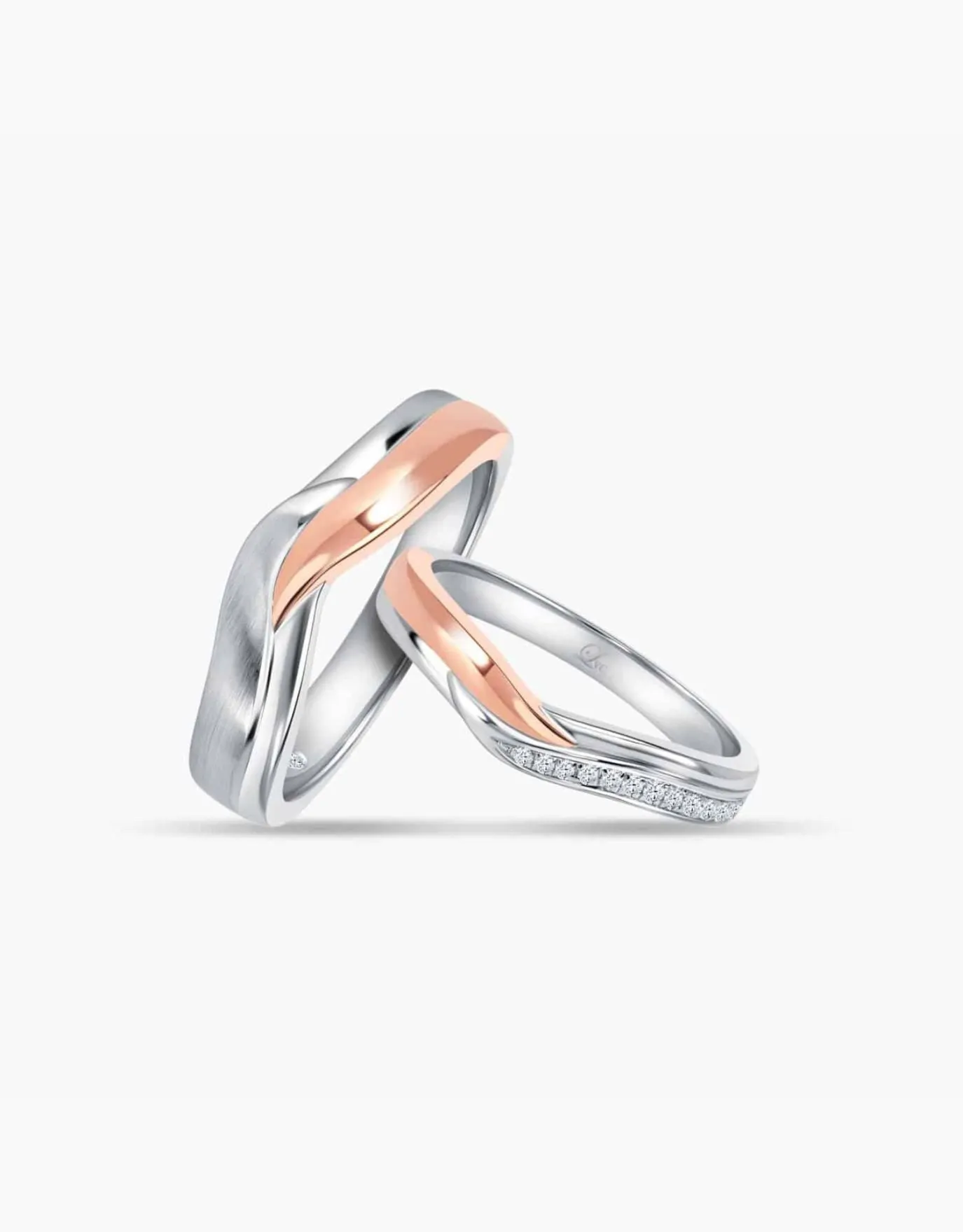 LVC Perfection Hope Wedding Band in White and Rose Gold