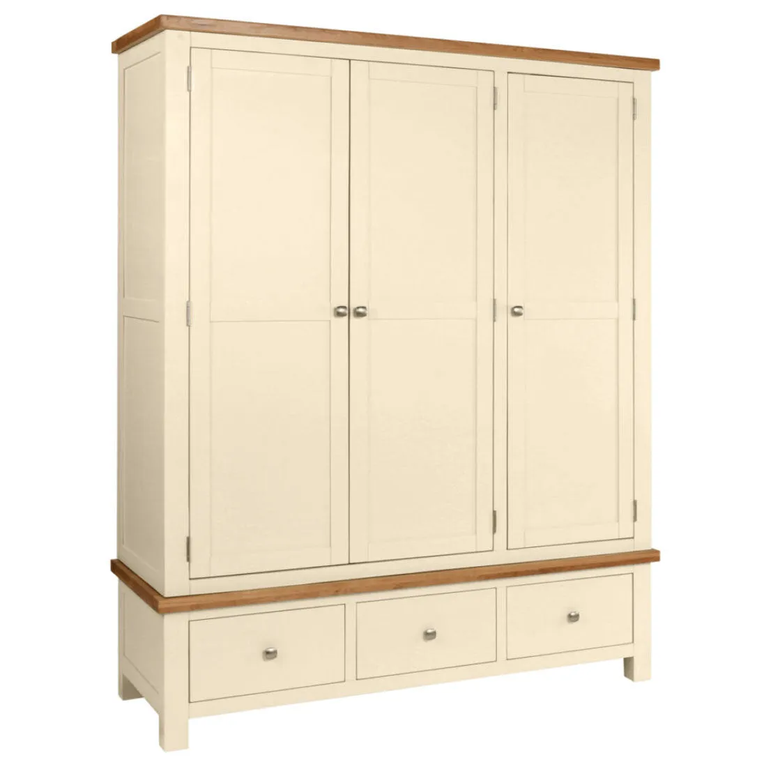 Manor Collection Dorset Painted Triple Robe With 3 Drawers