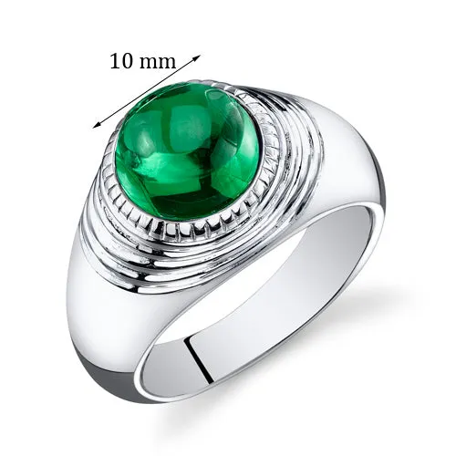 Mens 5.5 cts Emerald Sterling Silver Ring Size 13