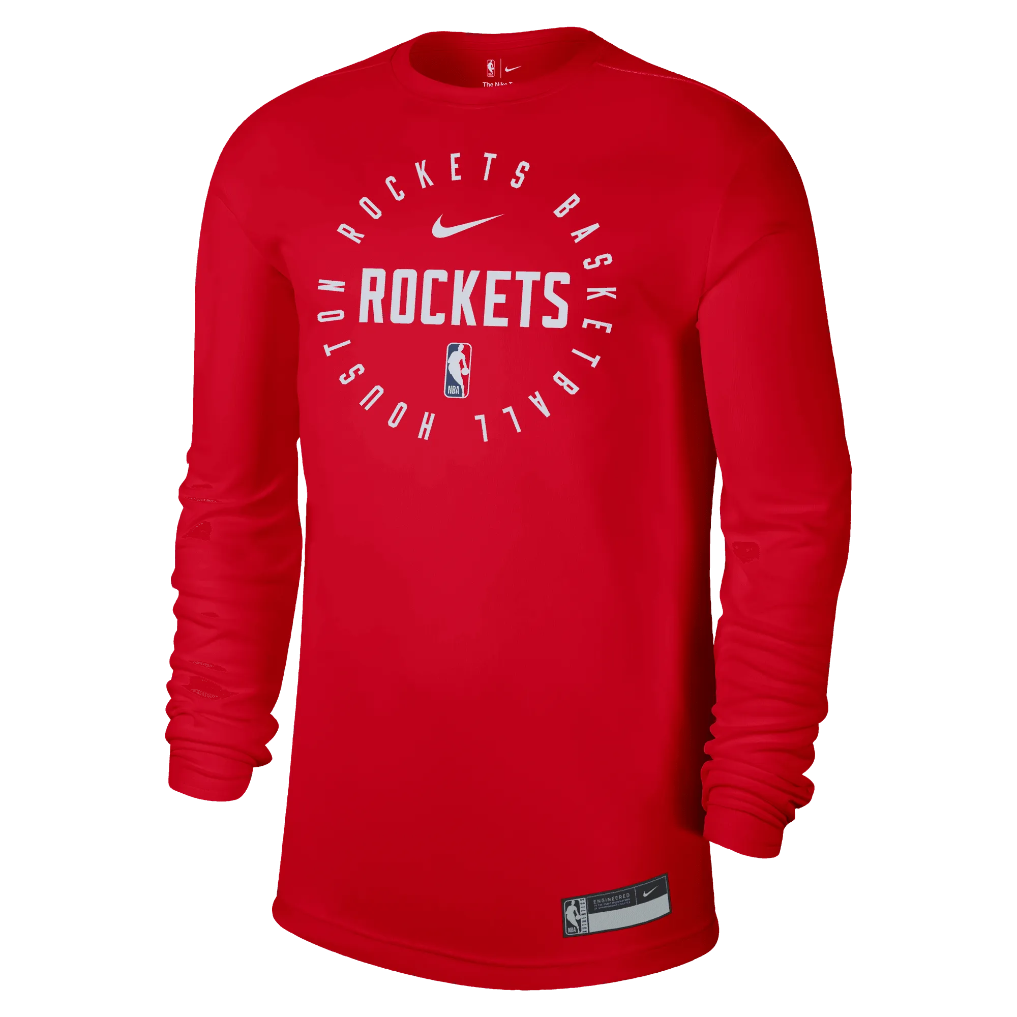 Men's Houston Rockets Nike 2024-25 On-Court Practice Red Long-Sleeve T-Shirt