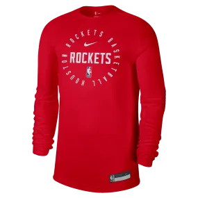 Men's Houston Rockets Nike 2024-25 On-Court Practice Red Long-Sleeve T-Shirt