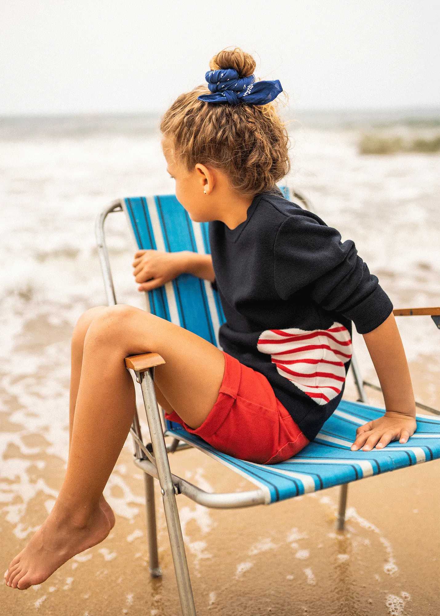 Merville jumper with striped heart for kids - navy-inspired (NAVY/ECUME/TULIPE)