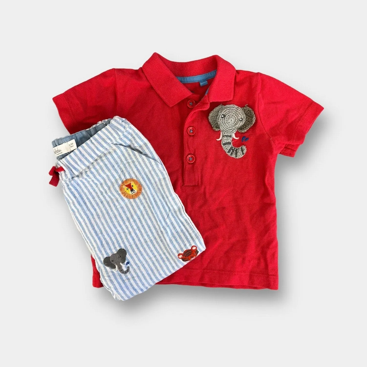 Mini Boden Piqué Polo Elephant Shirt 6-9 Months