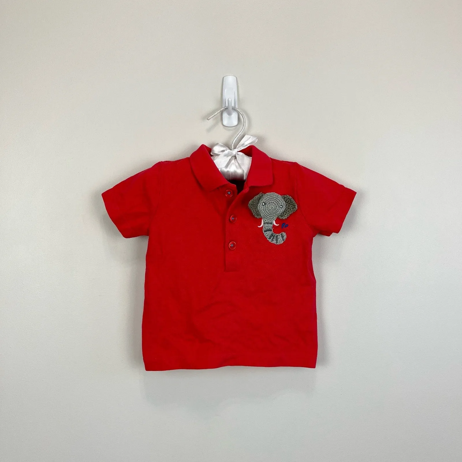 Mini Boden Piqué Polo Elephant Shirt 6-9 Months