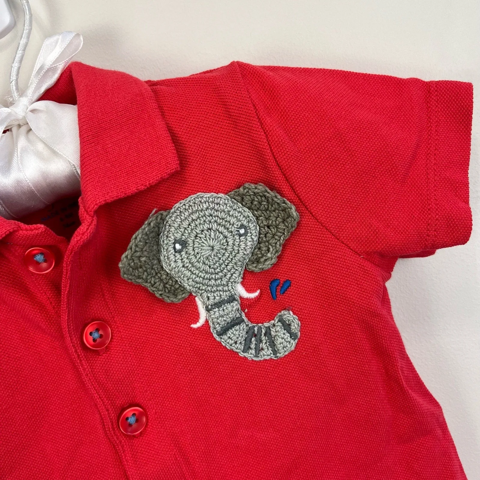 Mini Boden Piqué Polo Elephant Shirt 6-9 Months